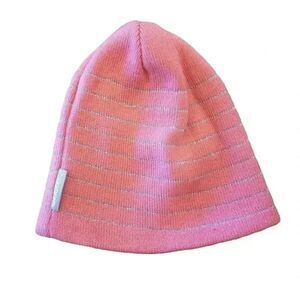 𝅺Gerry Girl's Pink Silver Striped Acrylic Beanie
